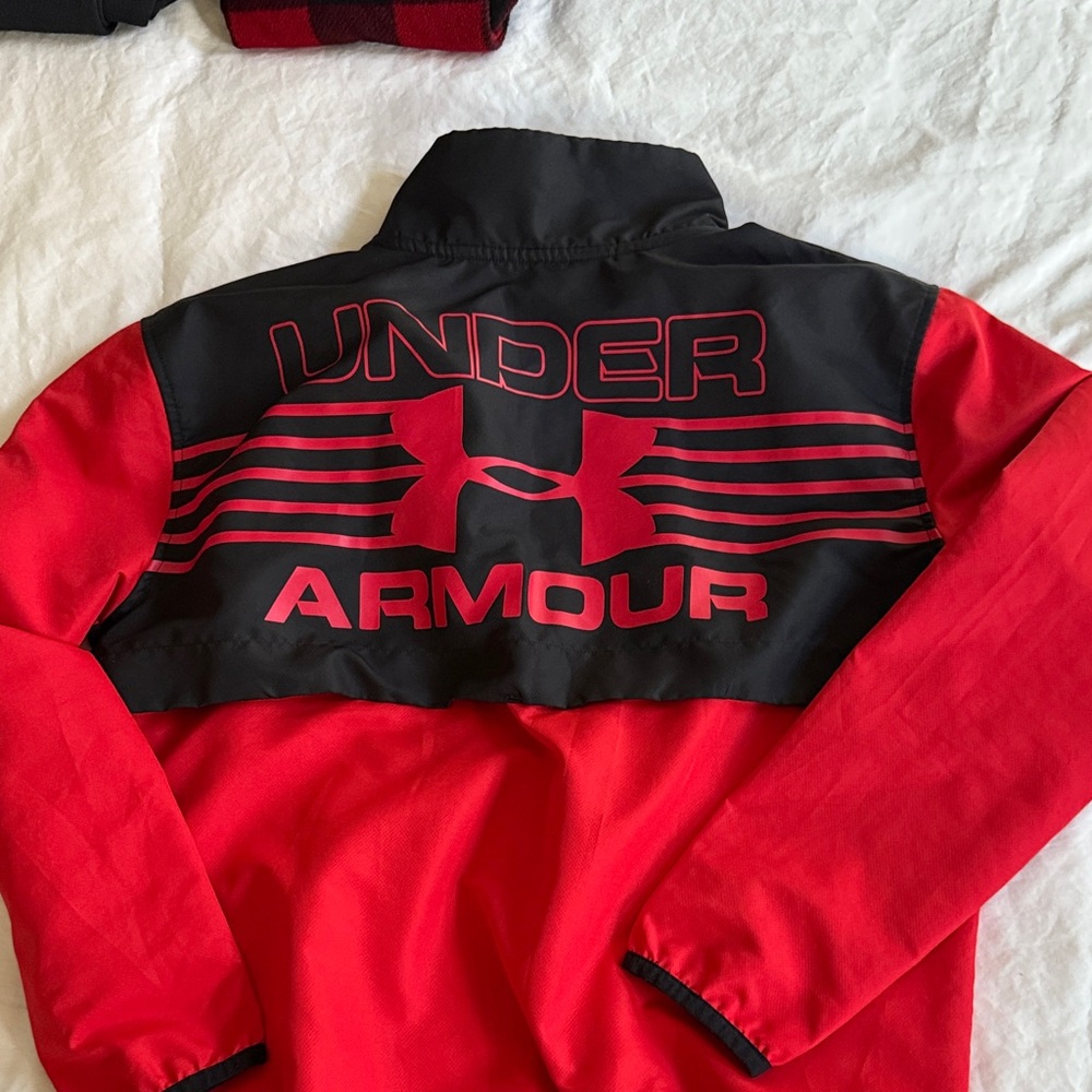 Under Armour Black and Red Half-Zip Rain Jacket - Picture 3 of 3
